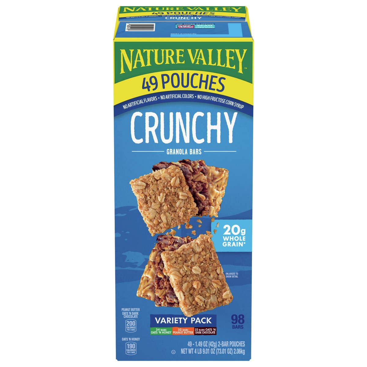 slide 1 of 14, Nature Valley Crunchy Granola Bars Variety Pack, 98 Bars, 73.01 oz (49 Pouches), 49 ct