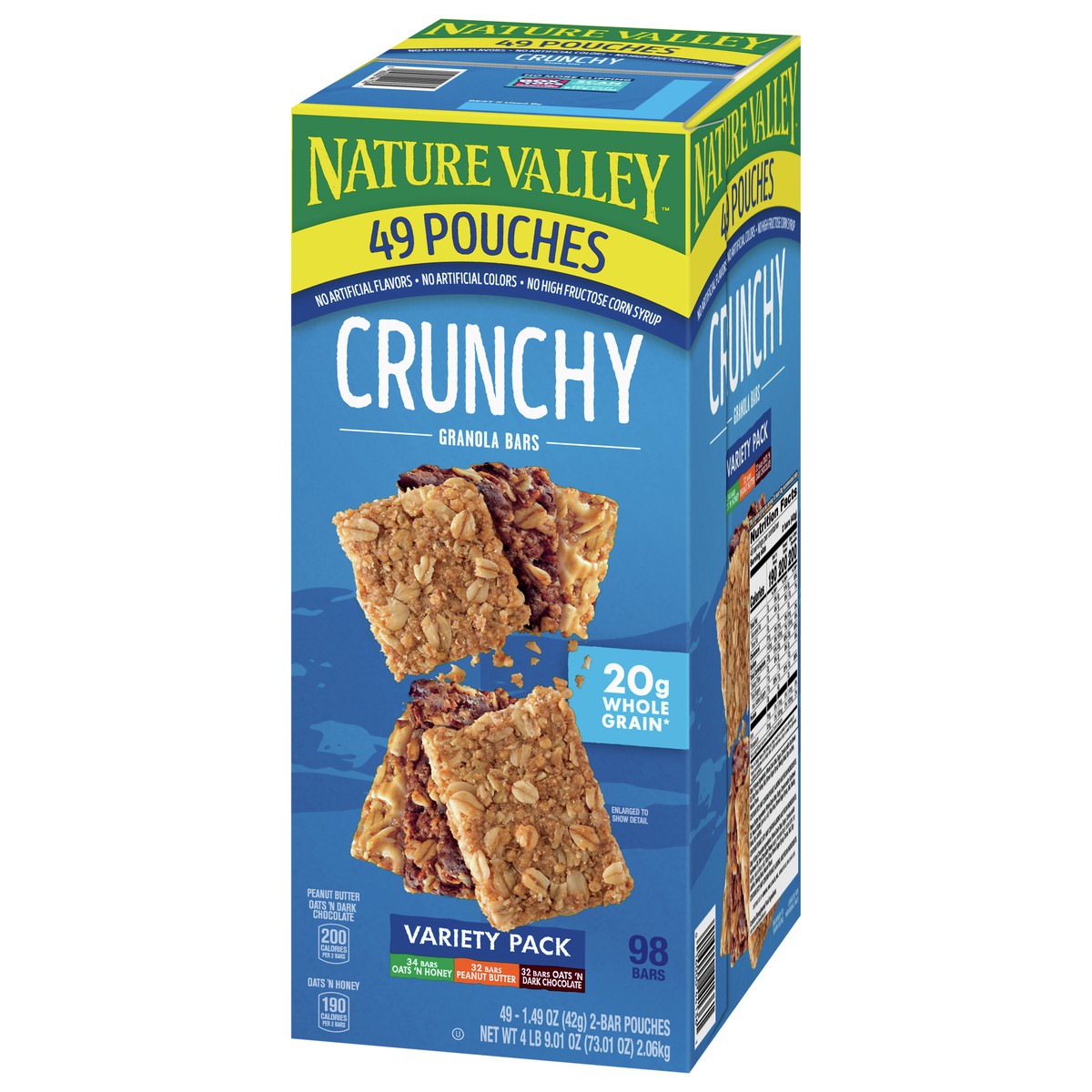 slide 3 of 14, Nature Valley Crunchy Granola Bars Variety Pack, 98 Bars, 73.01 oz (49 Pouches), 49 ct