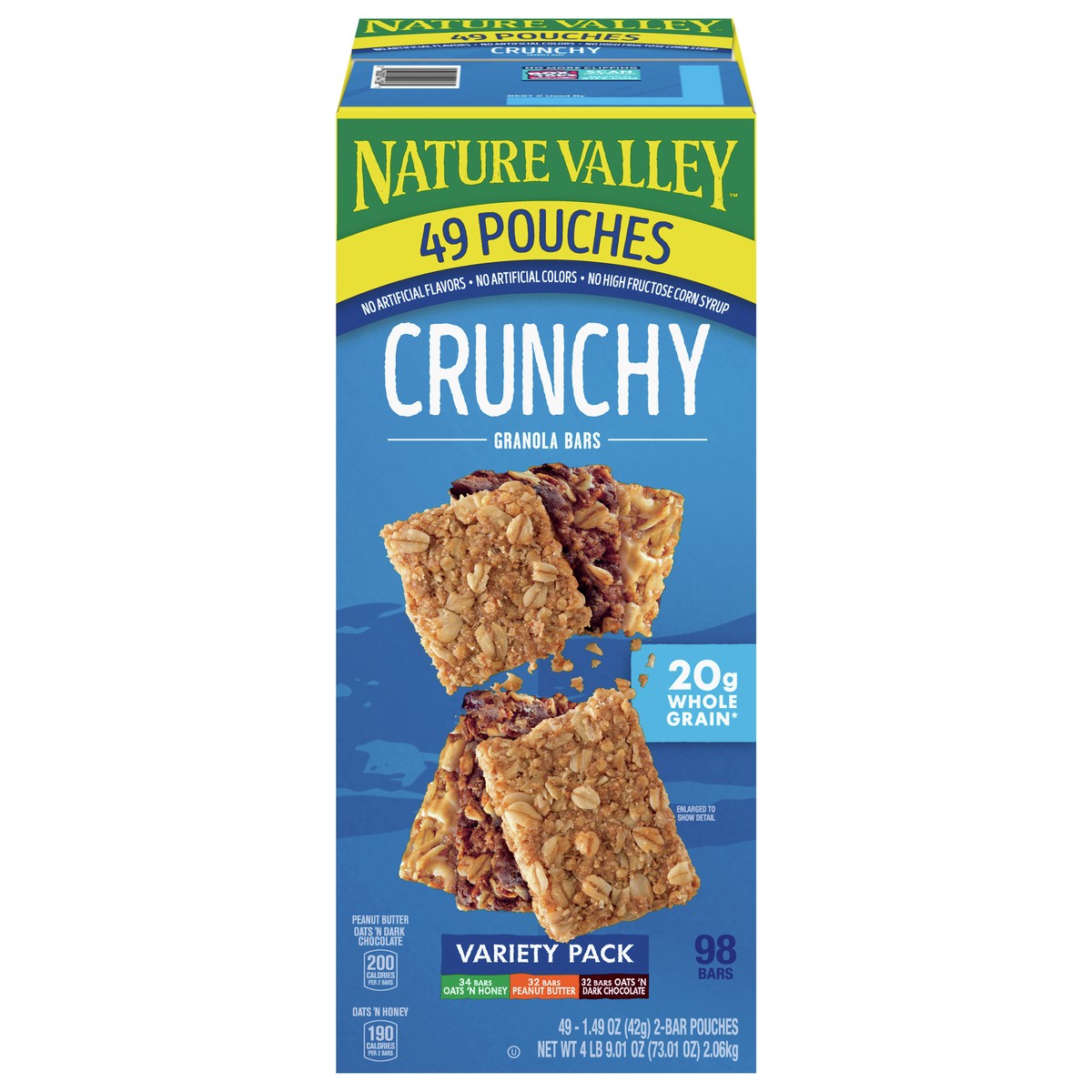 slide 11 of 14, Nature Valley Crunchy Granola Bars Variety Pack, 98 Bars, 73.01 oz (49 Pouches), 49 ct