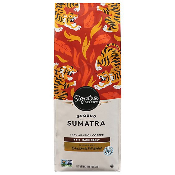 slide 1 of 1, Signature Select Sumatra Ground Coffee - 18 Oz, 18 oz
