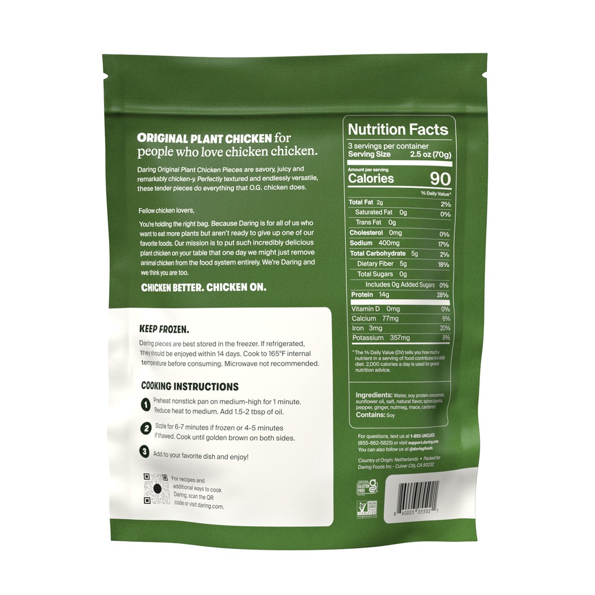 slide 3 of 4, Daring Chicken Meatless Pieces - 8 Oz, 8 oz