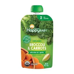 Happy Baby Organics Broccoli & Carrots With Olive Oil + Garlic - 16-4 Oz
