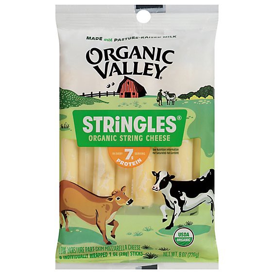 slide 1 of 8, Organic Valley Organic Cheese Mozzarella Stringles - 8 Oz, 8 oz