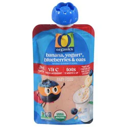 O Organics Baby Food Banana Yogurt Blueberries Oats Pouch - 4 Oz
