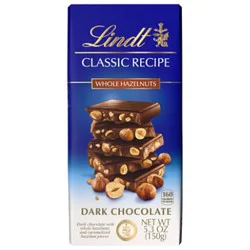 Lindt Classic Recipe Whole Hazelnut Dark Chocolate Candy Bar - 5.3 Oz
