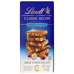 Lindt Classic Recipe Whole Hazelnut Milk Chocolate Candy Bar - 5.3 Oz