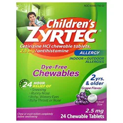 Zyrtec Childrens Grape Allergy Chewable Tablets - 24 Count