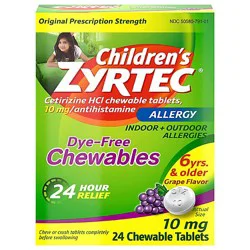 Zyrtec Childrens Grape Allergy Chewable Tablets - 24 Count