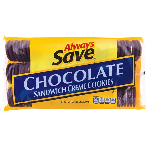 slide 1 of 1, Always Save Chocolate Sandwich Creme Cookies, 25 oz