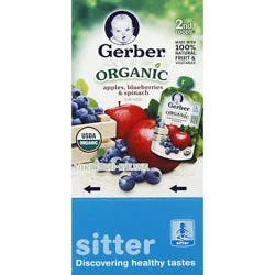 Gerber 2nd Foods Organic Apple Blueberry Spinach Baby Food Pouch - 6-3.5 Oz