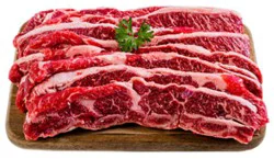 Usda Choice Beef Chuck Short Ribs Flanken Style Thin Cut Bone-In From Ranches In The Pnw Vp - 3 Lbs.
