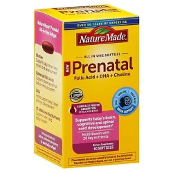 Nature Made Prenatal With Folic Acid Plus DHA Plus Choline Softgel - 60 Count
