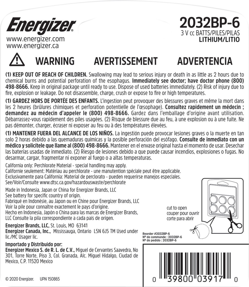 slide 2 of 5, Energizer 2032 Coin Lithium Cell Battery 6ct - 6 Ct, 6 ct