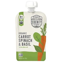 Serenity Kids Organic Carrots Spinach & Basil Pouch - 3.5 Oz