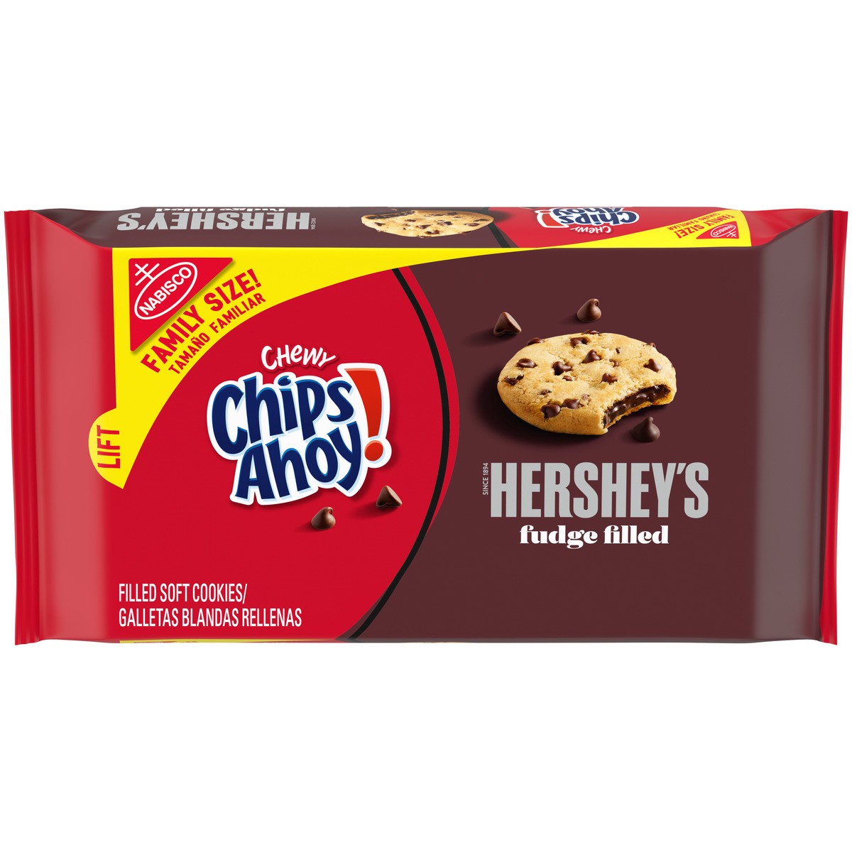 slide 8 of 13, Chips Ahoy! Chewy Hershey's Fudge Filled Soft Cookies Family Size - 14.85 Oz, 14.85 oz