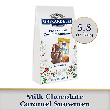 slide 1 of 1, Ghirardelli Milk Chocolate Caramel Snowmen Bag - 5.8 Oz, 5.8 oz