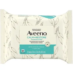 Aveeno Calm + Restore Unscented Makeup Remover Facial Wipes - 25 Count