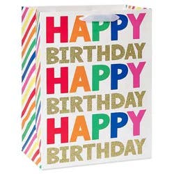 American Greetings Happy Birthday Lettering Large Gift Bag - Each