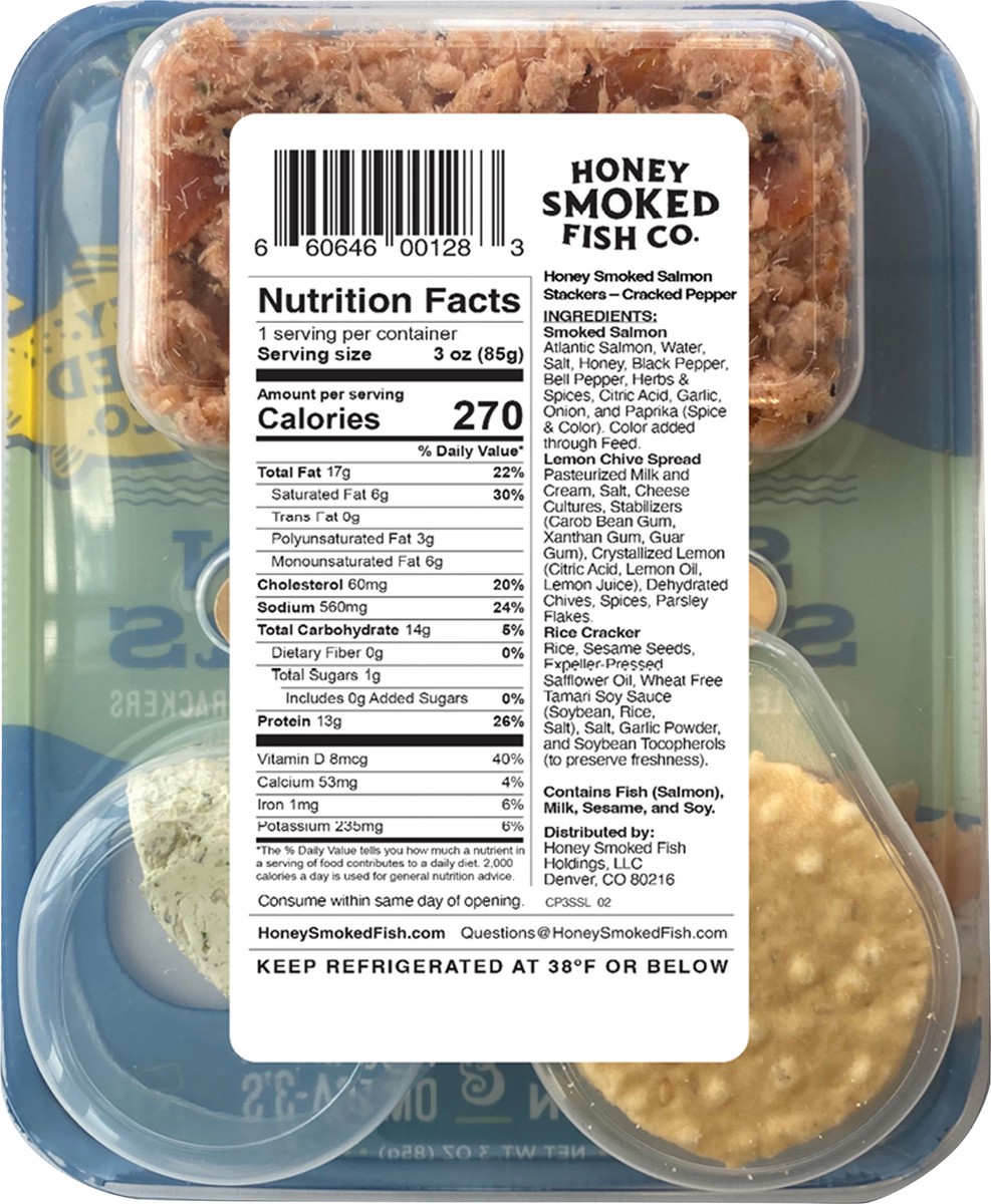 slide 6 of 8, Honey Smoked Fish Cracked Pepper Salmon Stackers - 3 Oz, 3 oz