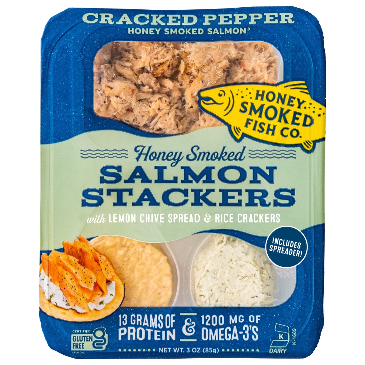 slide 3 of 8, Honey Smoked Fish Cracked Pepper Salmon Stackers - 3 Oz, 3 oz