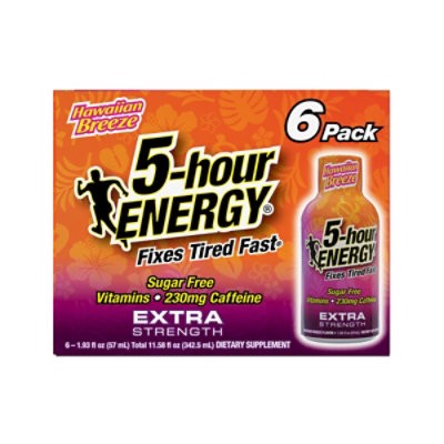 slide 1 of 12, 5-Hour Energy Hawaiian Breeze Extra Strength - 6-1.93 Fl. Oz., 6 ct; 1.93z
