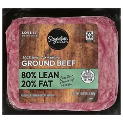 Signature Select 80% Lean Ground Beef 20% Fat Brick - 16 Oz