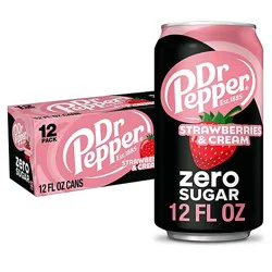 Dr Pepper Strawberries And Cream Zero Sugar Soda - 12-12 Fl. Oz.
