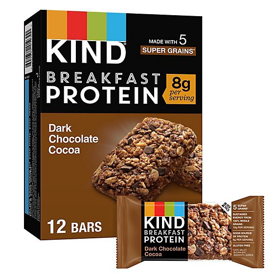 slide 1 of 2, Kind Breakfast Dark Chocolate Cocoa Gluten Free Breakfast Bars - 6-1.76 Oz, 6 ct