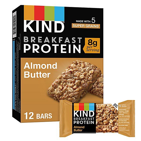 slide 1 of 2, Kind Breakfast Almond Butter Gluten Free Breakfast Bars - 6-1.76 Oz, 6 ct