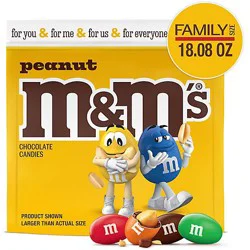 M&m's Peanut Milk Chocolate Candy Family Size In Resealable Bulk Bag - 18 Oz