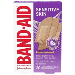 Band-Aid Assorted Adhesive Bandages For Sensitive Skin - 20 Count