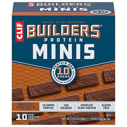 Clif Builders Minis Chocolate Peanut Butter Flavor Protein Bars - 10-1.2 Oz