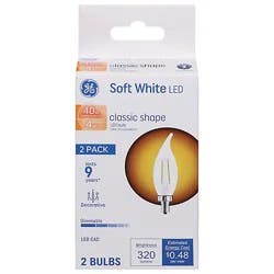 Ge Led 40w Sw Bent Tip Clear - 2 Ct