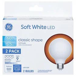 Ge Led 60w Sw Globe G25 Clear - 2 Ct