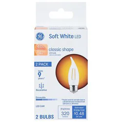 Ge Led 40w Bent Tip Med Clear - 2 Ct