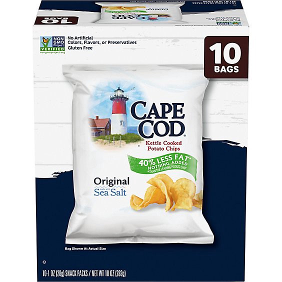 slide 1 of 4, Cape Cod Less Fat Original Potato Chips - 10 Ct - 1 Oz, 10 oz