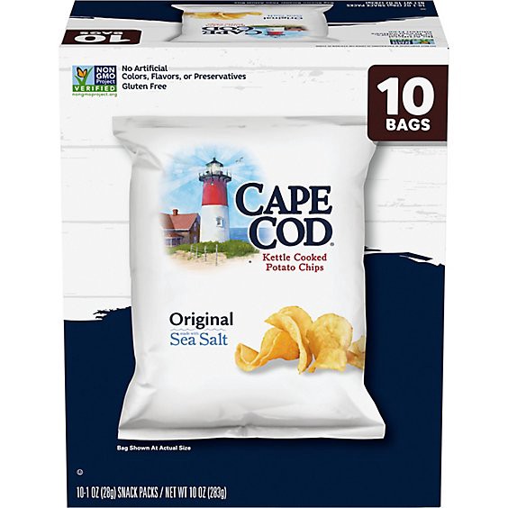 slide 1 of 4, Cape Cod Original Kettle Cooked Potato Chips - Snack Bags - 10 Ct - 1 Oz, 10 ct