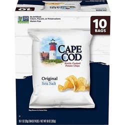Cape Cod Original Kettle Cooked Potato Chips - Snack Bags - 10 Ct - 1 Oz