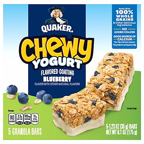 slide 1 of 1, Quaker Chewy Granola Bar Blueberry - 5-1.23OZ, 6.15 oz