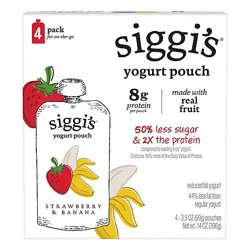 Siggi's Strawberry Banana Kids Lowfat Yogurt Pouches - 4-3.5 Oz
