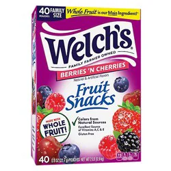 Welch's Berries 'n Cherries Fruit Snacks Pouches - 40-0.8 Oz