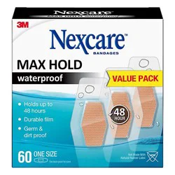 Nexcare Max Hold Waterproof Bandages One Size - 60 Count