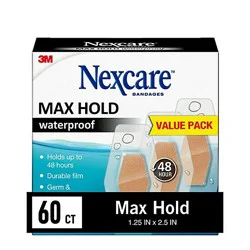 Nexcare Max Hold Waterproof Bandages One Size - 60 Count