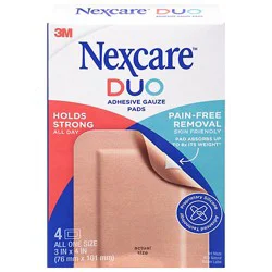 Nexcare Duo Adhesive Gauze Pads 3inx4in - 4 Count