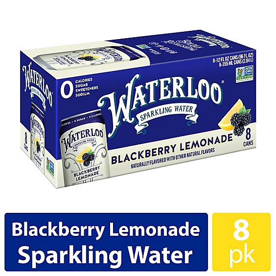 slide 1 of 1, Waterloo Blackberry Lemonade Sparkling Water - 8-12 Fl. Oz., 8 ct; 12 fl oz