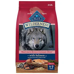 Blue Buffalo Wilderness Adult High-Protein Dry Dog Food Natural Salmon & Wholesome Grains - 24 Lb