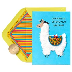 Papyrus Diploma Llama Graduation Card - Each
