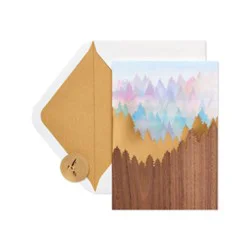 Papyrus Watercolor And Wood Scenic Forest Thinking Of You Card - Each