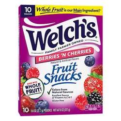 Welch's Berries 'n Cherries Fruit Snacks Pouches Multipack - 10-0.8 Oz