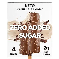 Keto Pint Vanilla Almond Ice Cream Bars Zero Sugar Added - 4-11 Fl. Oz.